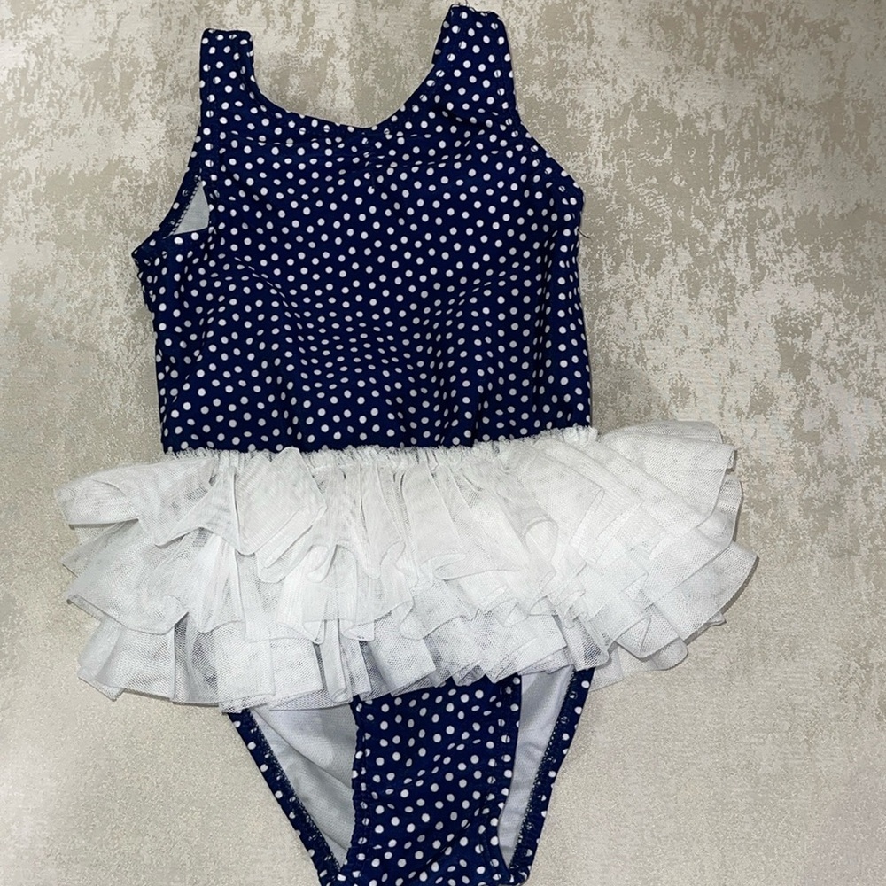 Cat & Jack Navy Polka Dot Kids Swim One Piece